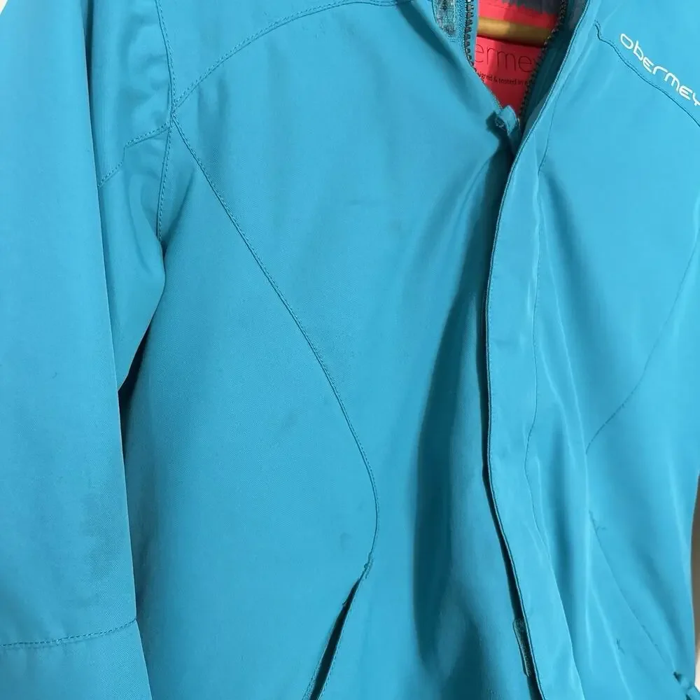 Obermeyer Girls/Teen Ski Sara Jacket Sz L Teal Hooded Winter Tactical Insulated